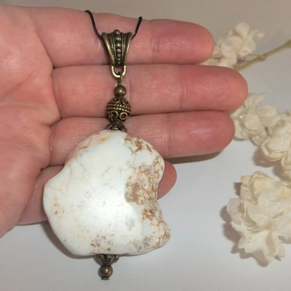 Beaded Statement Necklace Long or Short Choker Adjustable Length Cream Boho 7084